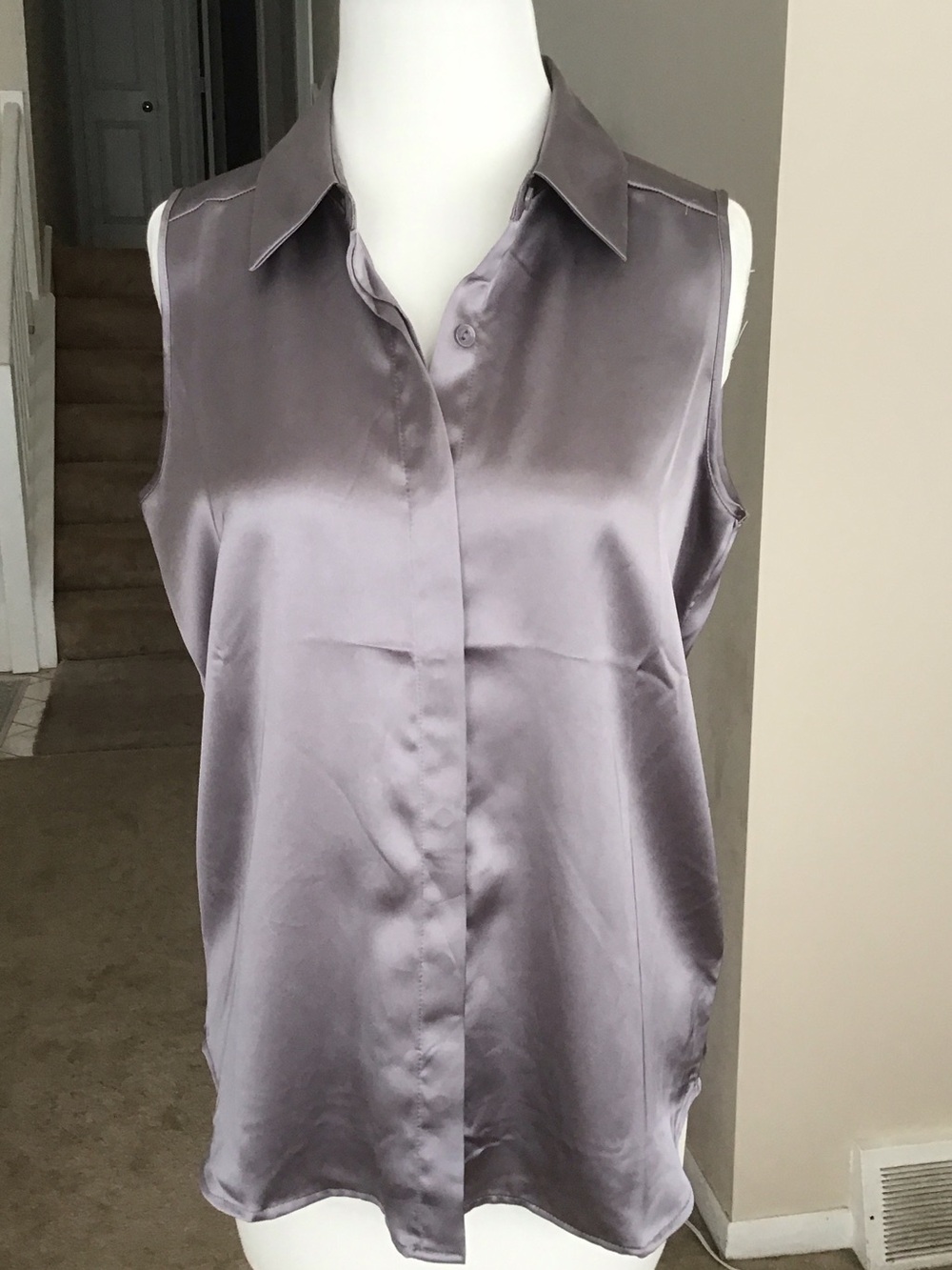 Rachel Zoe Satin Sleeveless Blouse in Light Lavender Gray